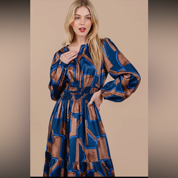 Boho Geometric Print Tiered Maxi Dress - Picture 6 of 6